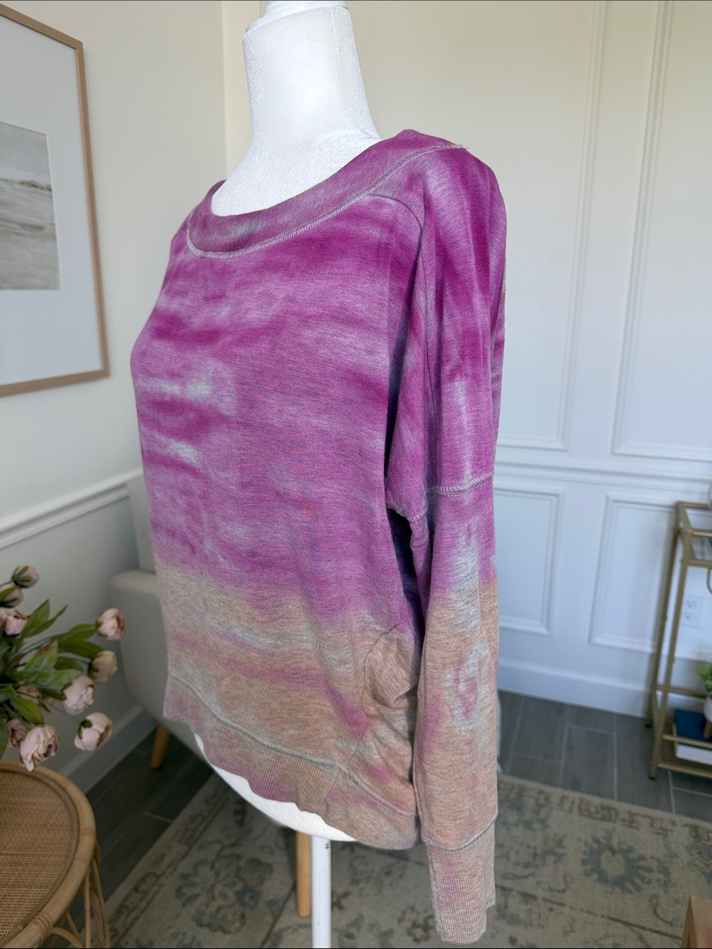 River + Sky London Purple Hand Dyed Dolman Sweatshirt Boho M - Picture 2 of 11